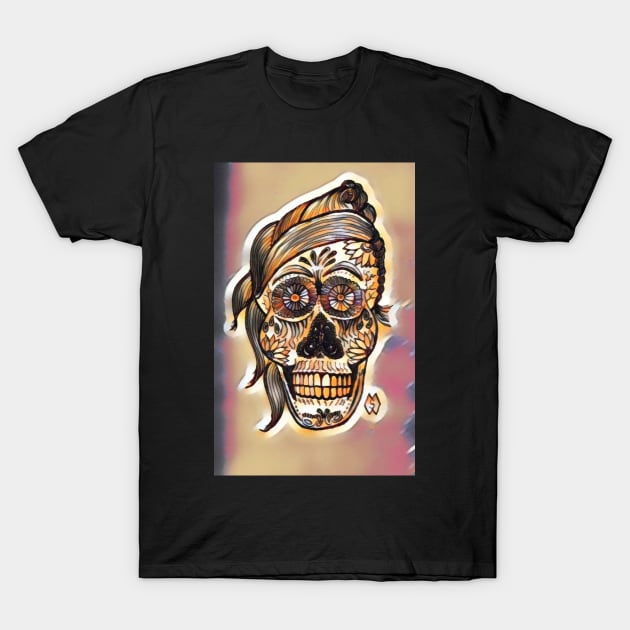 Sugar Skull in Abstract T-Shirt by Matt Starr Fine Art